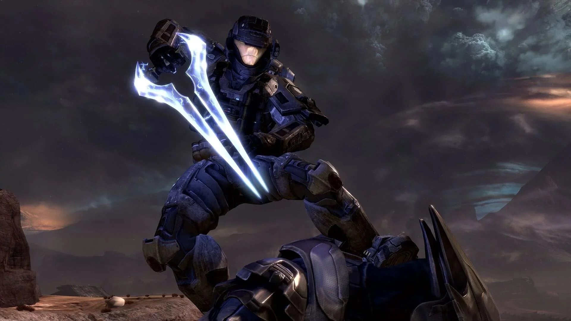 A Spartan fights the Covenant. 