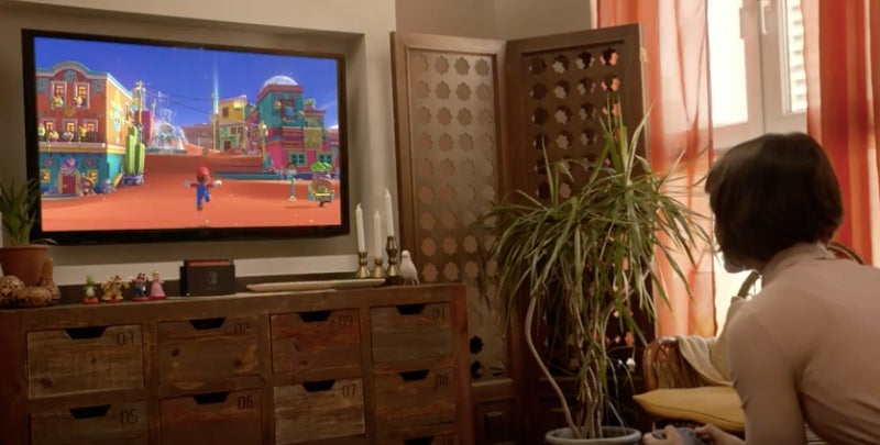 Below the TV, you can see the Switch Dock.