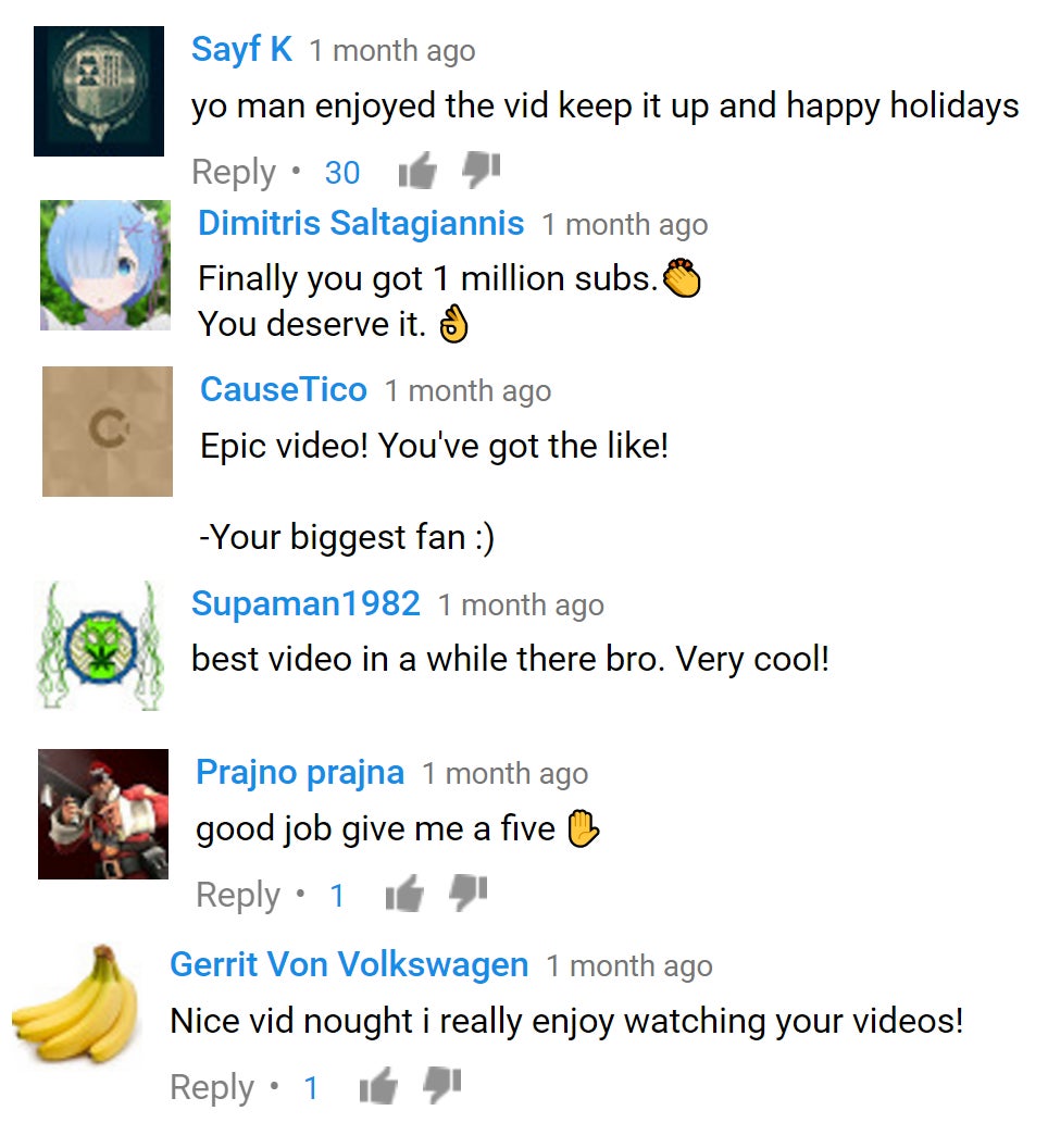   Comments from a NoughtPointFourLive video that Vucko believes is copyinghis original video