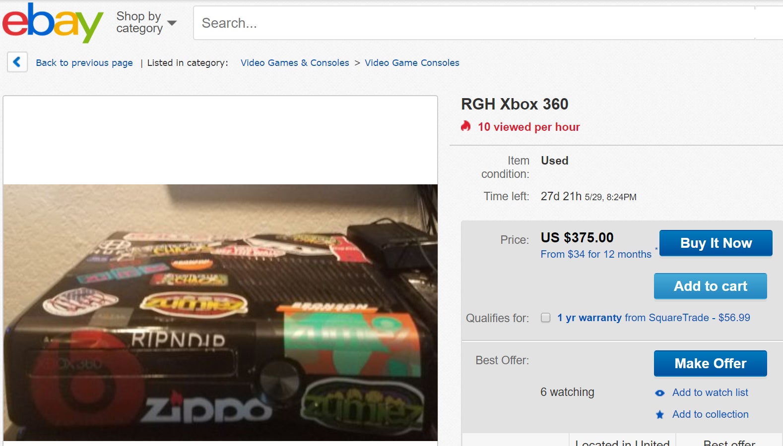 Modded Xbox 360 on eBay