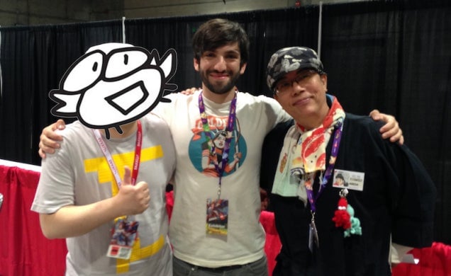 Fakku founder Jacob Grady with manga artists Bosshi and Toshio Maeda