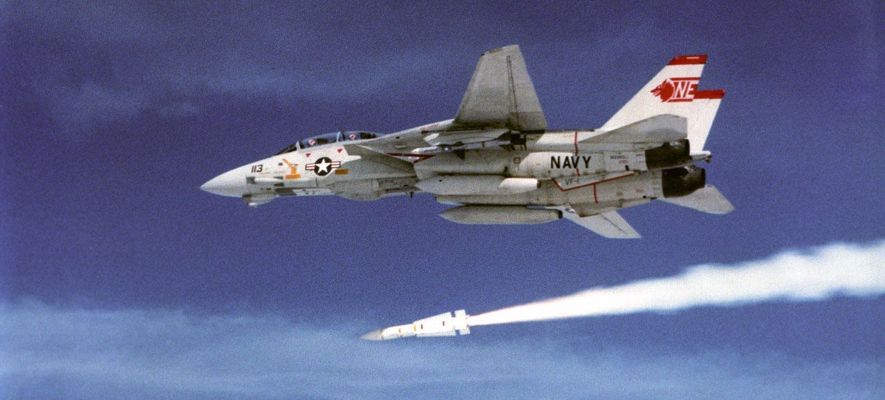 An F-14A firing an AIM-54 Phoenix missile in 1991