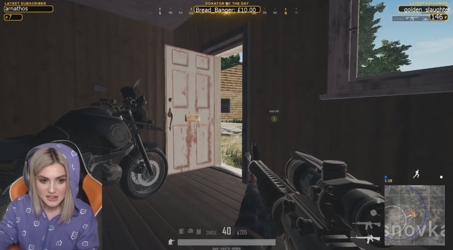 Djarii concentrating on a game of PlayerUnknown’s Battlegrounds