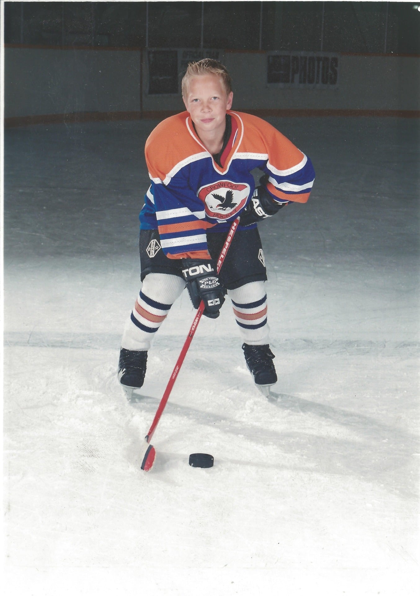 Cam playing hockey, his childhood passion, between gaming.