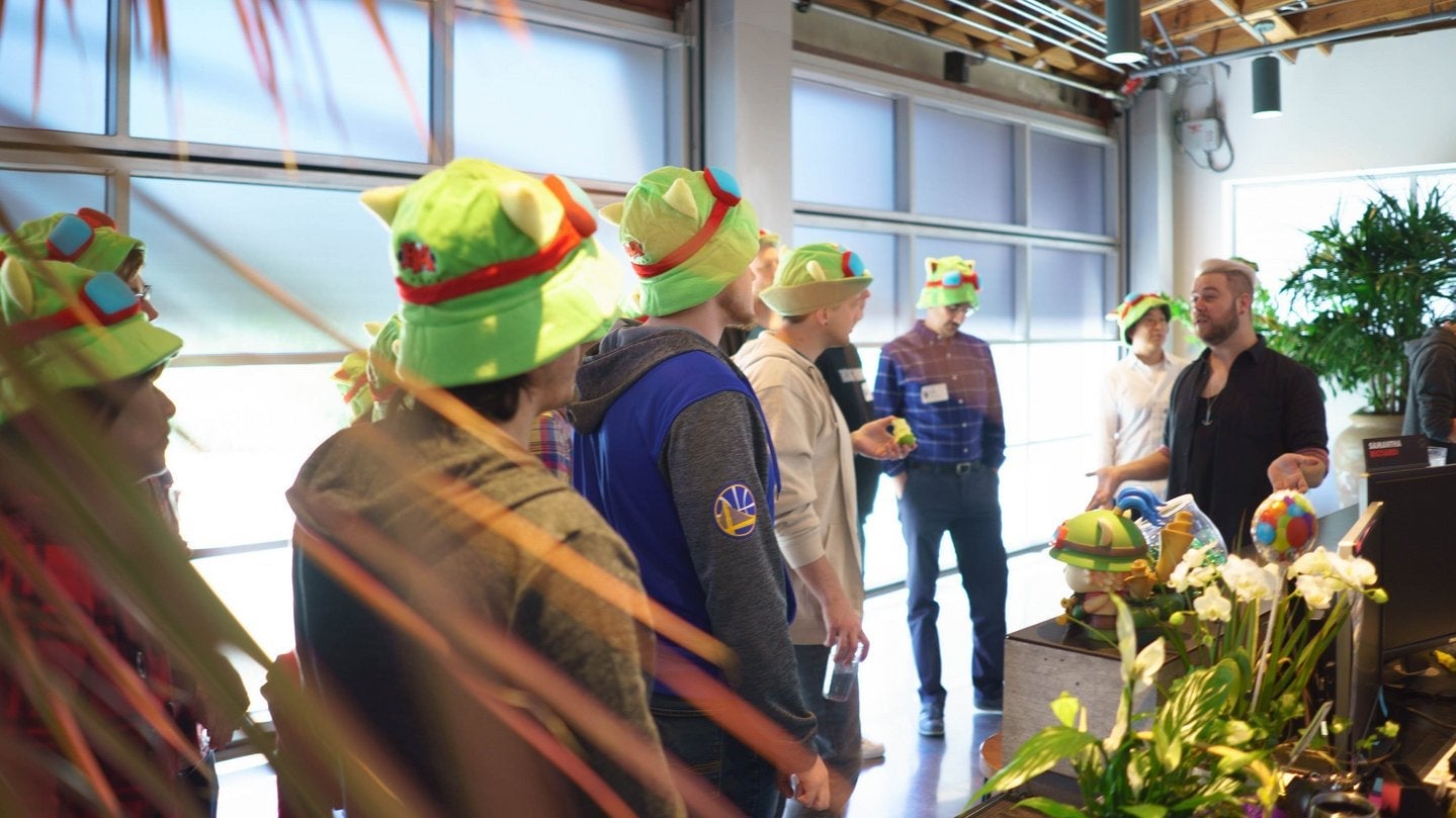 Riot employees must wear these hats throughout their âDenewbâ processâor introduction to the company and its culture.