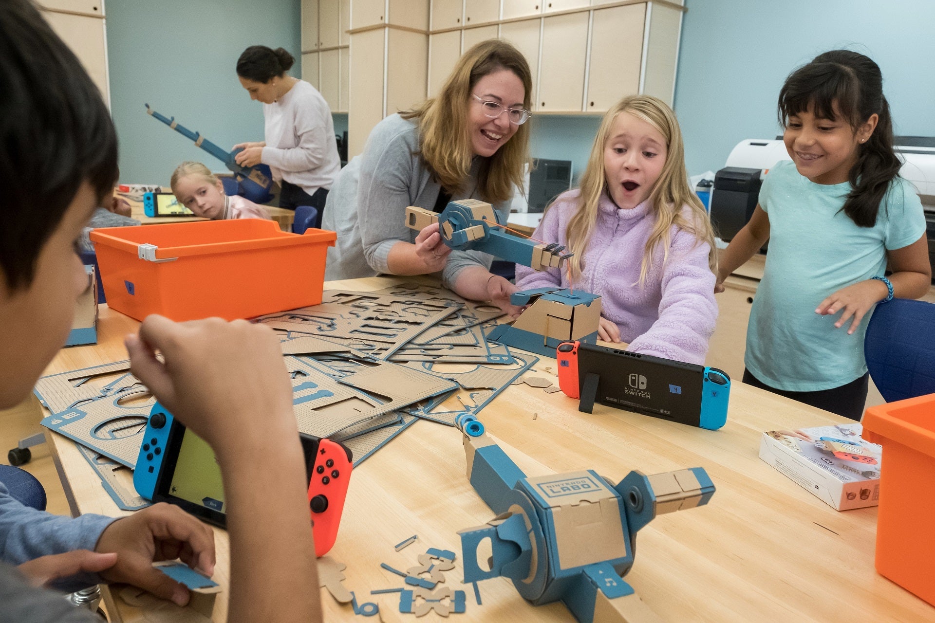 In October, Nintendo partnered with the Institute Of Play to put Nintendo Labo kits into elementary school classrooms, like this one in Chappaqua, New York.