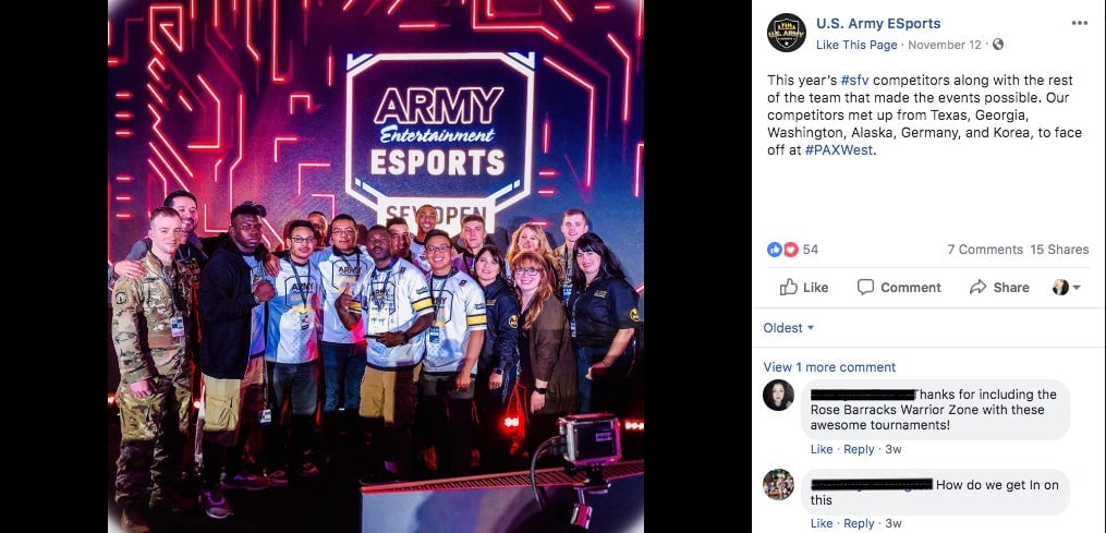 U.S. Army Esports’ Street Fighter competition.