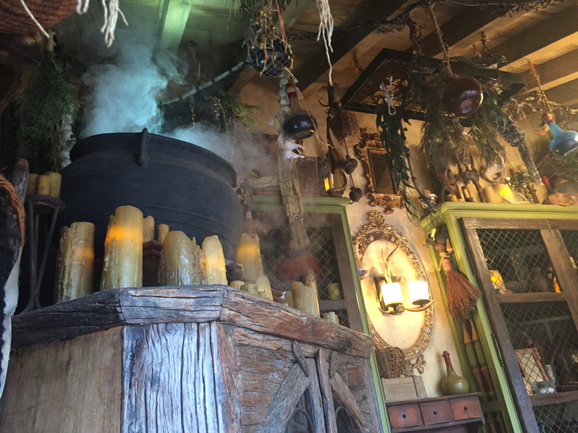 We made this cauldron spew smoke through the power of our magic bands over the course of our Pirates of the Caribbean treasure quest.