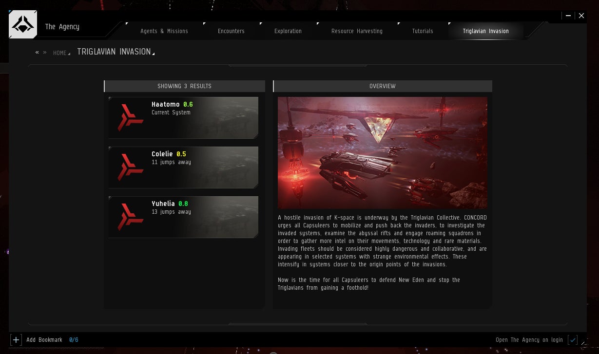 Invasion’s update to The Agency make finding Triglavian invasions easy.