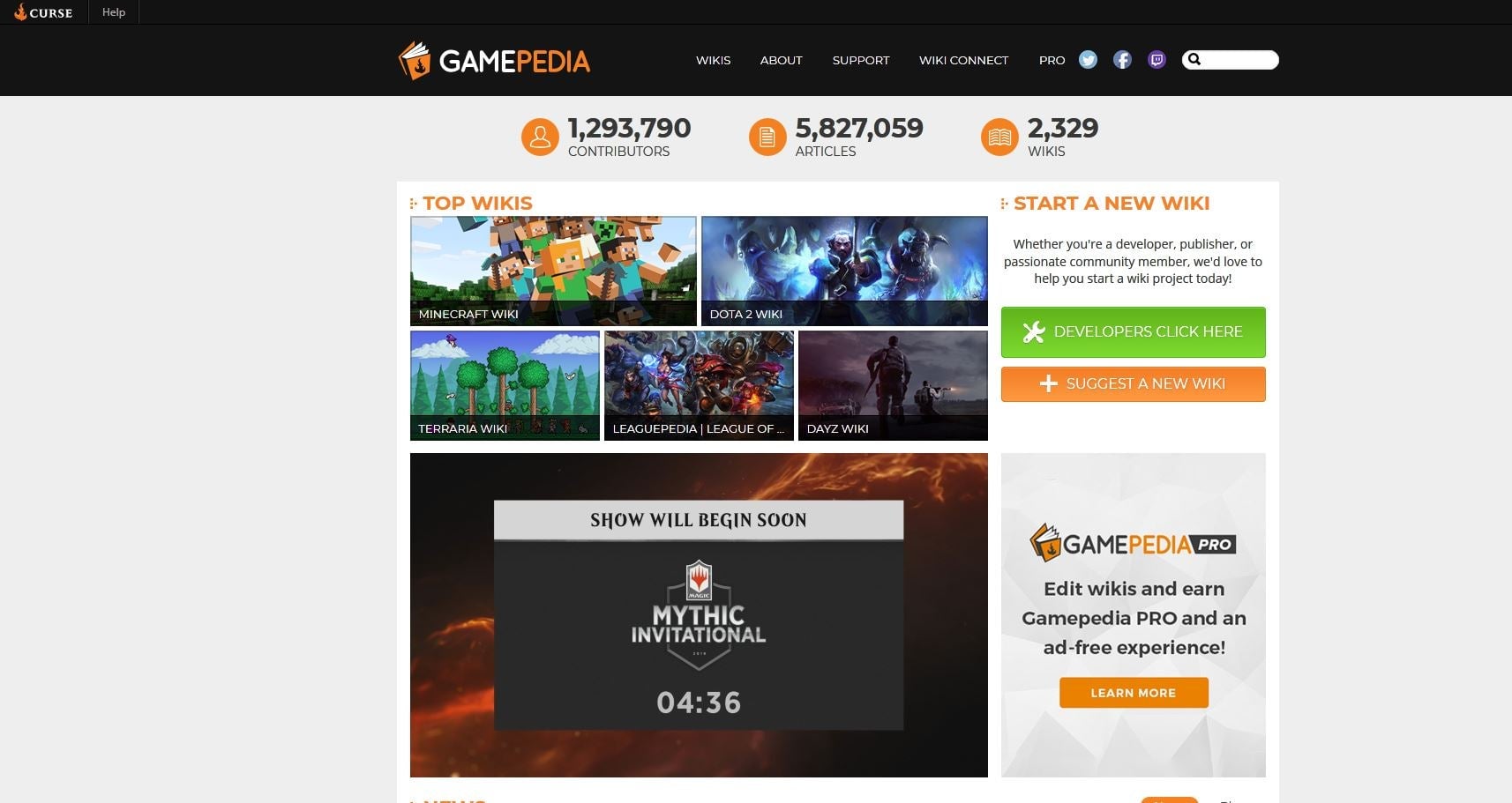 Magic: The Gathering’s Mythic Invitational embedded in a Gamepedia page.