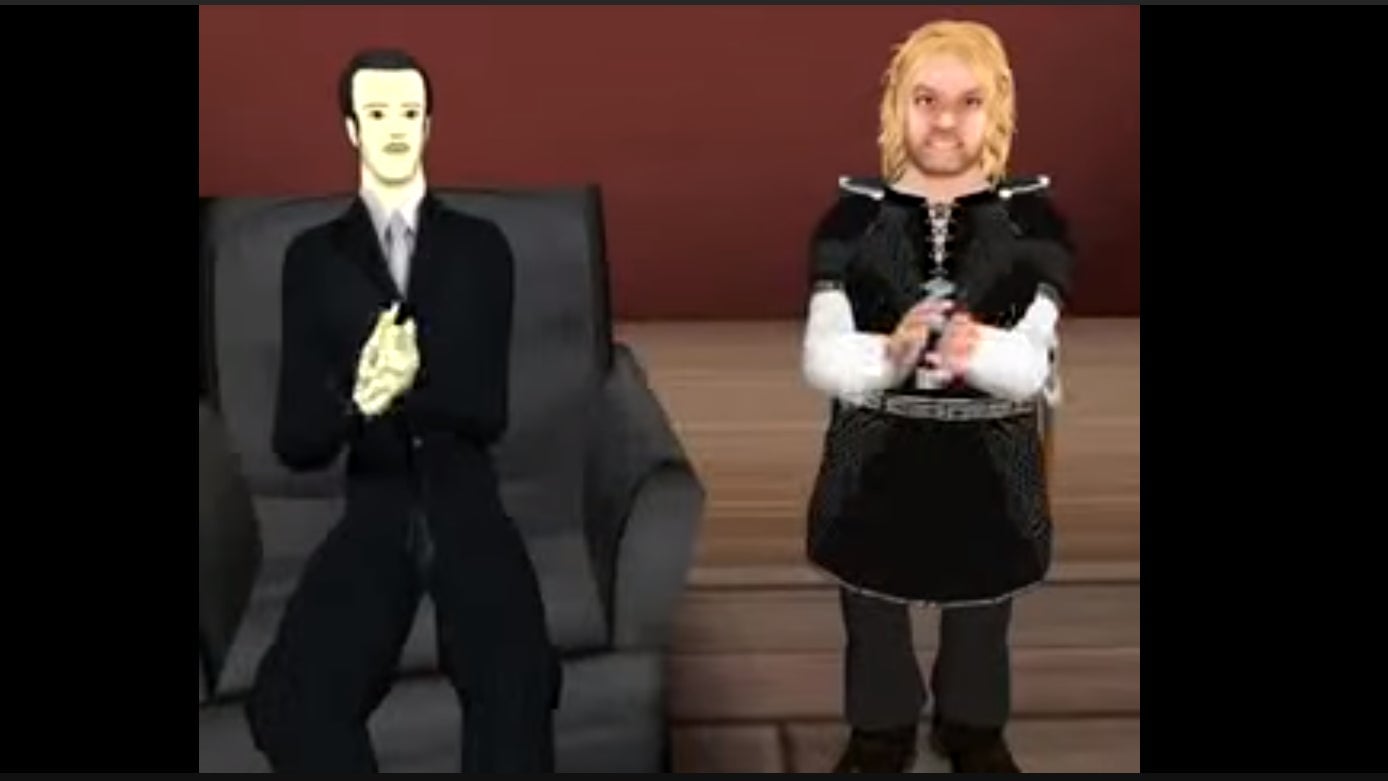 Host (left) George R.R. Martin as Tyrion (right) 