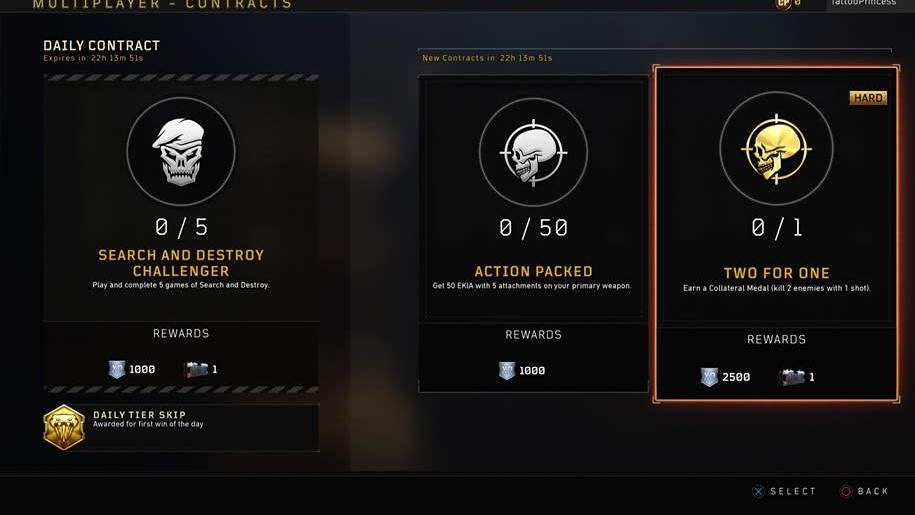 Contracts in standard multiplayer mode.