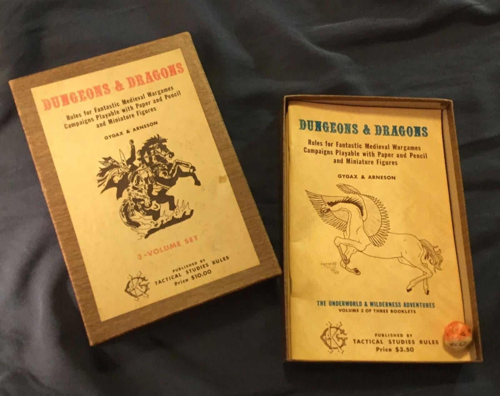 An original D&D set in its woodgrain box, sold on Ebay in 2016 for $22,000.