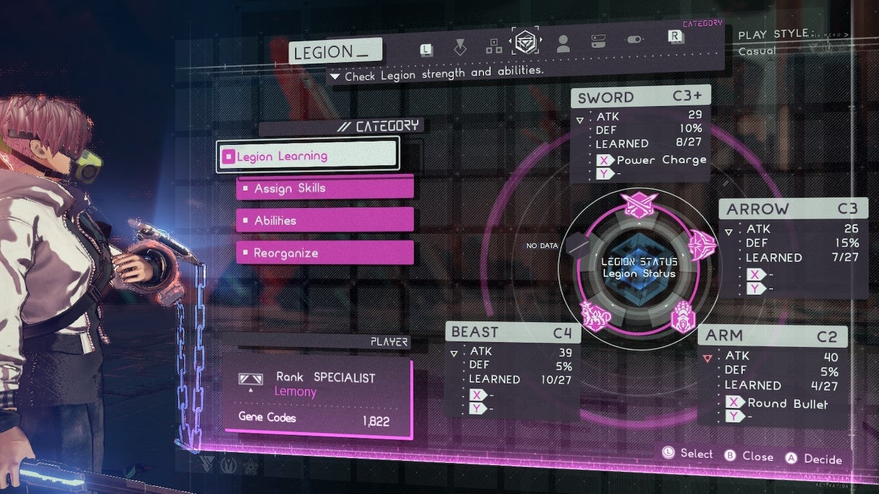 Do you like stylish menus? Astral Chain rewards players with the ability to change menu color and opacity. Yes, I said rewards. Happy birthday, have some awesome utility.