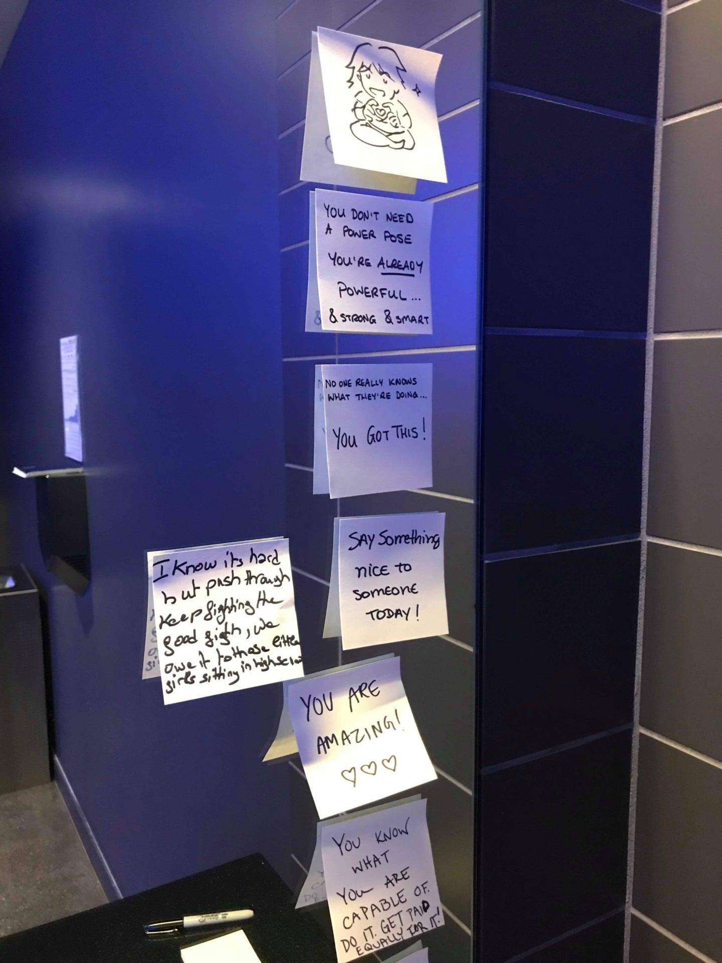 A wall of supportive post-its that emerged after last year’s investigation.