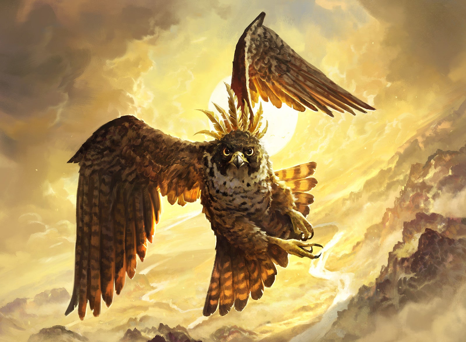 Canavanās illustration for Rustwing Falcon, a Magic: The Gathering card