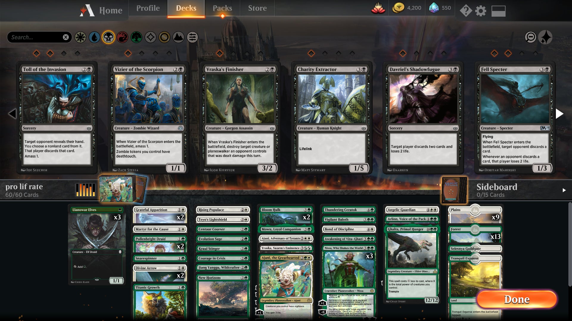 Deck-building in Magic Arena