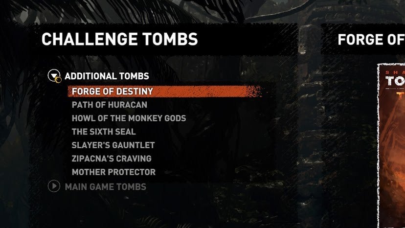 The listing of the game’s extra tombs following the Definitive Edition update.