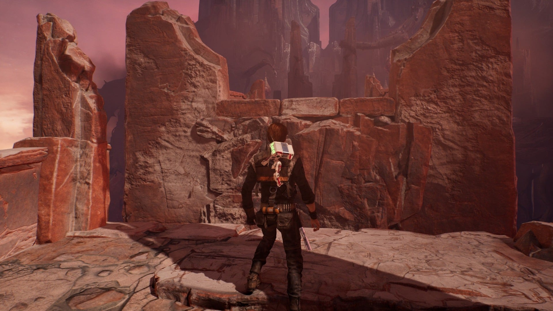 Warning (and a spoiler, perhaps): Do NOT try to make this jump in Dathomir unless you have a double-jump and Force push. If you accidentally make it without having those powers, you will probably be stuck and have to restart the game.