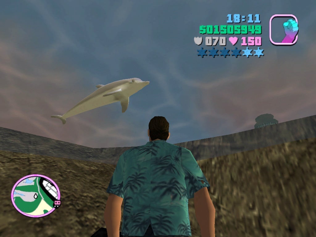 Using mods to get a better look at a Dolphin in GTA Vice City. 