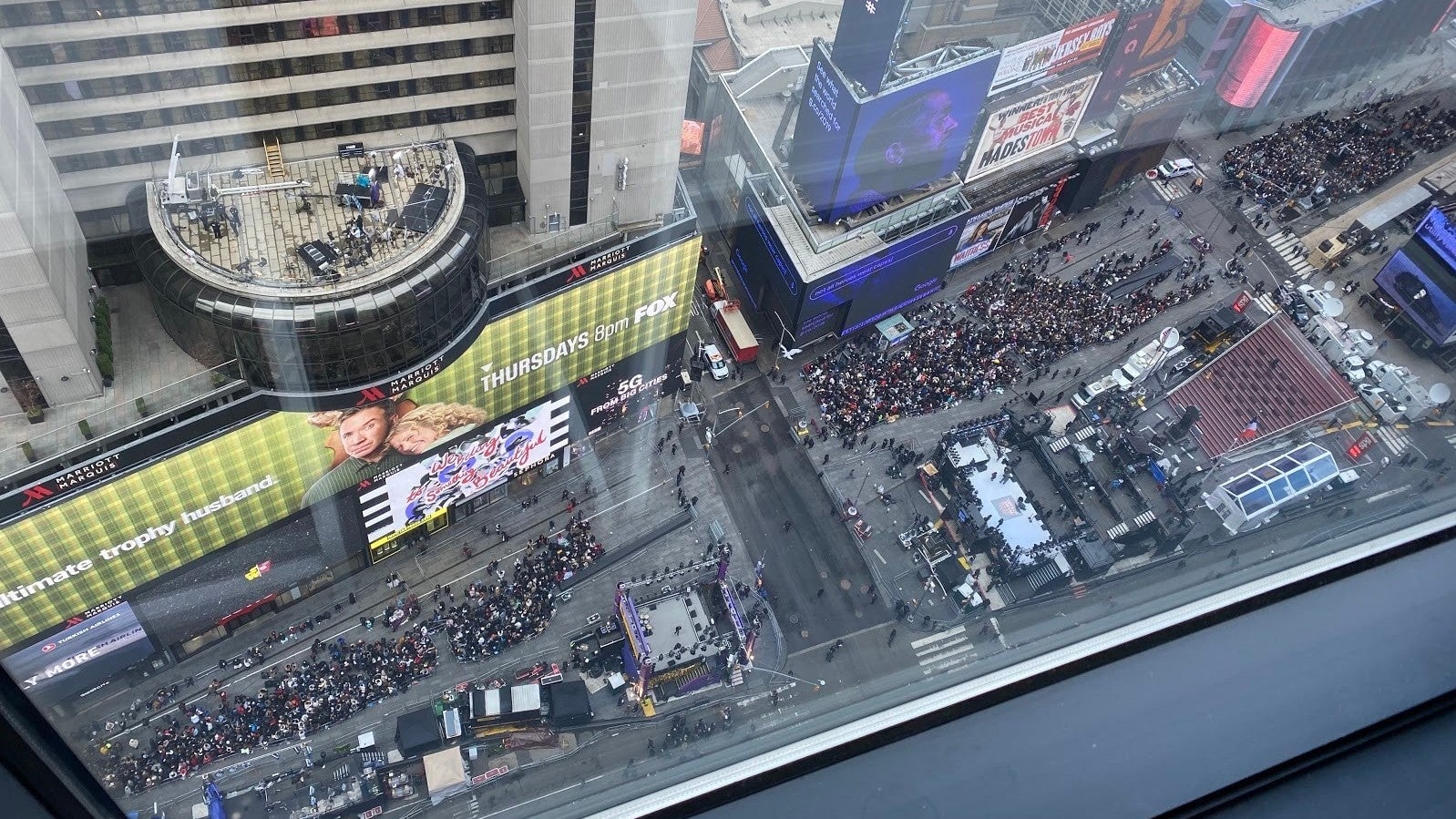 The view outside my office window at 1:30pm, as Times Square began to fill with revelers.