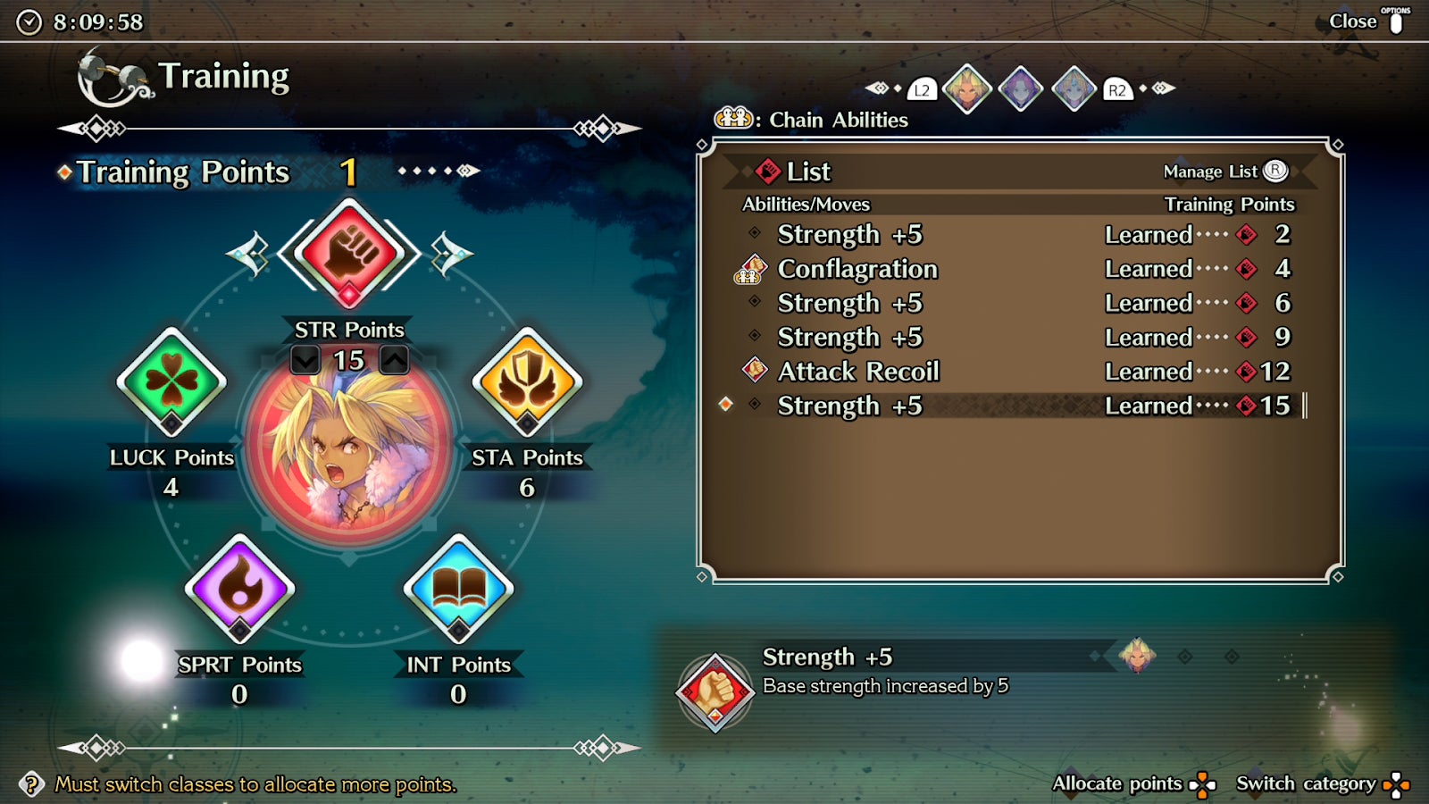 Unlike the original, there are good reasons to put points into off-class stats. 