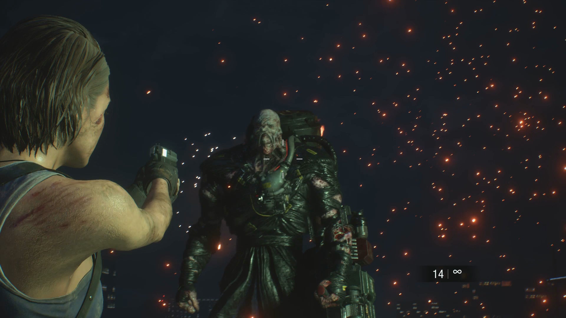 I’m using an infinite ammo pistol in this screenshot. Special items are a chance to mess around but can also be used for speedy playthroughs.