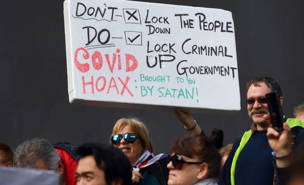 An anti-lockdown protest in Australia.
