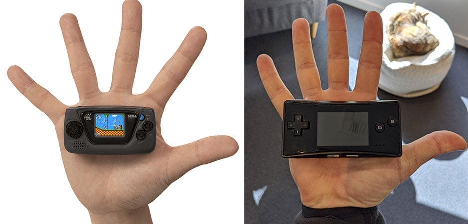 The Game Boy Micro was small. The Game Gear Micro, at least in that distressing promo pic, looks TOO small.