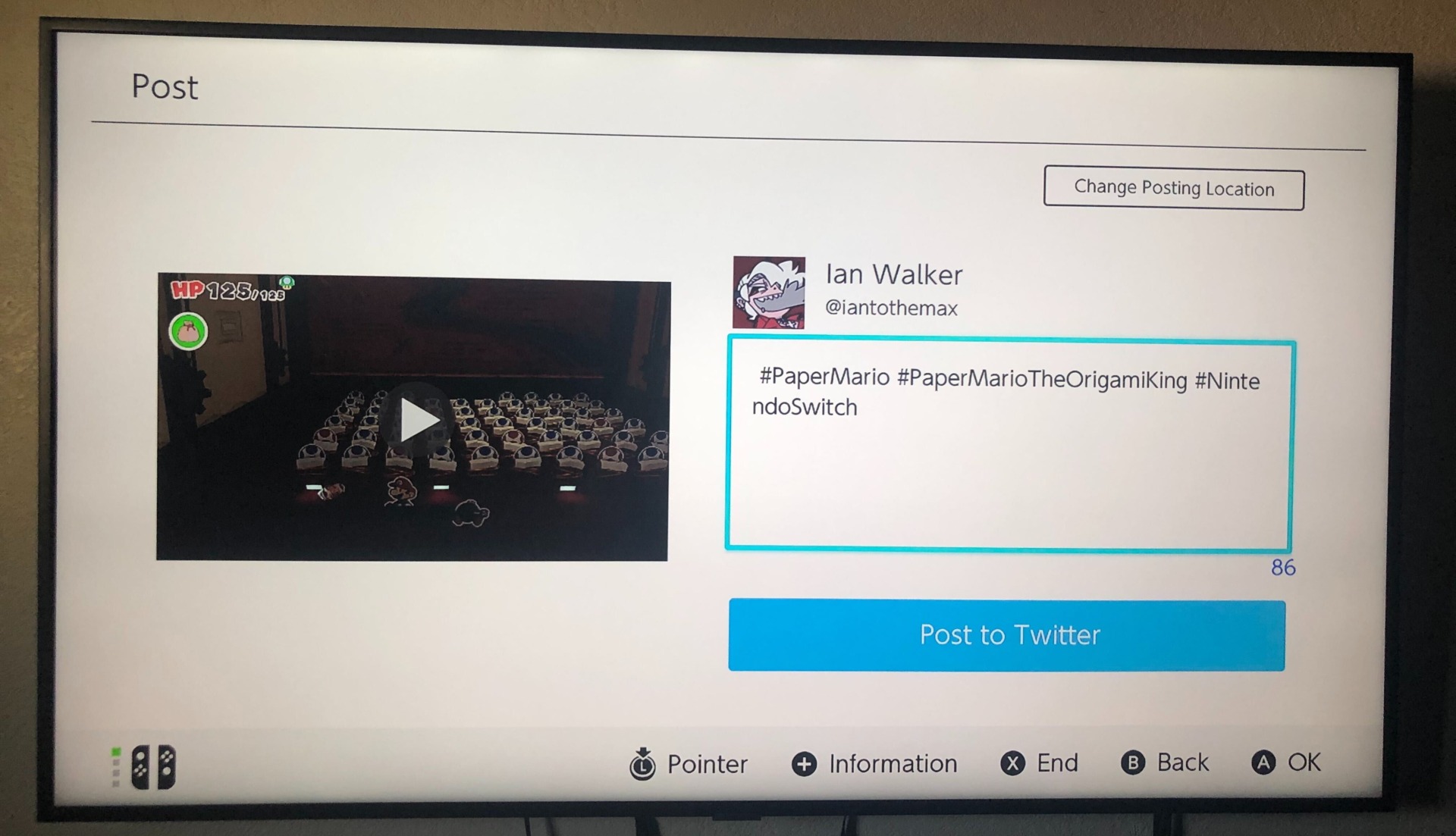 Funnily enough, you can’t take a screenshot of this page, hence the phone pic. What are you trying to hide, Nintendo?