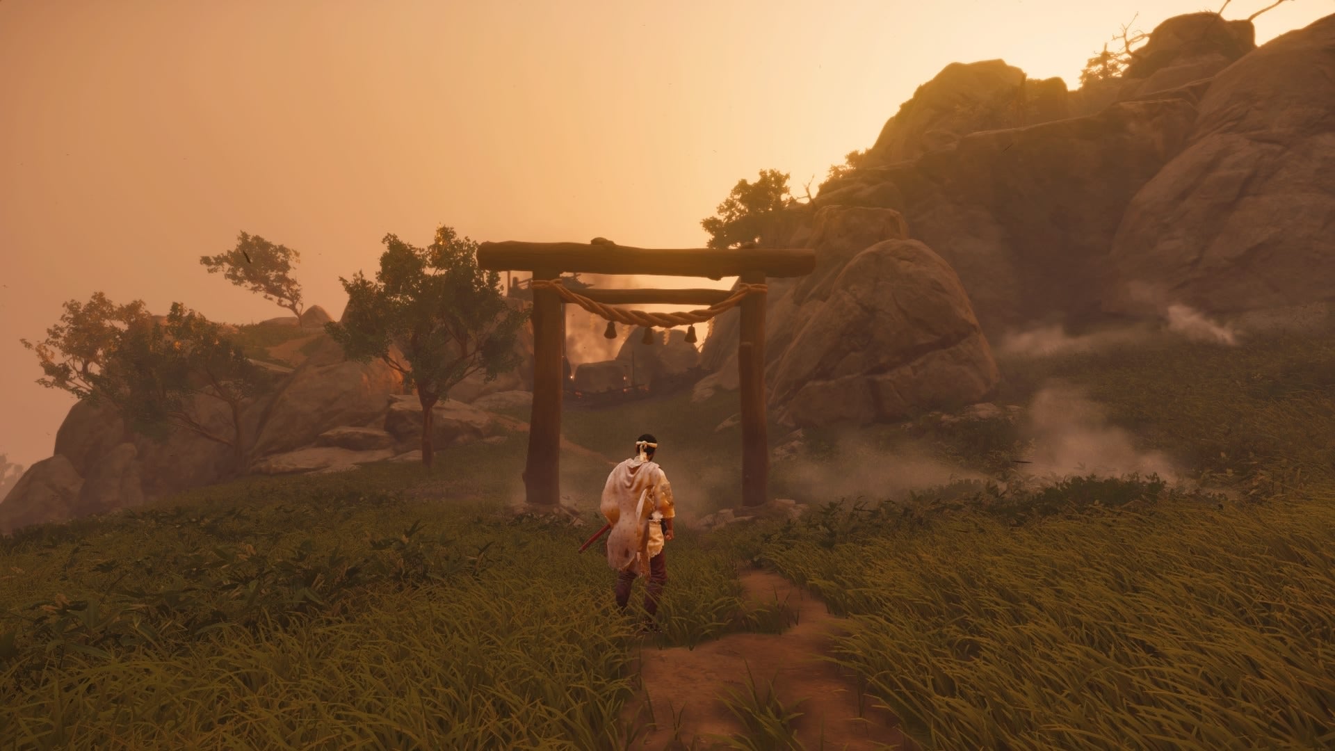 Torii gates like this usually mark the road to Ghost’s various shrines.