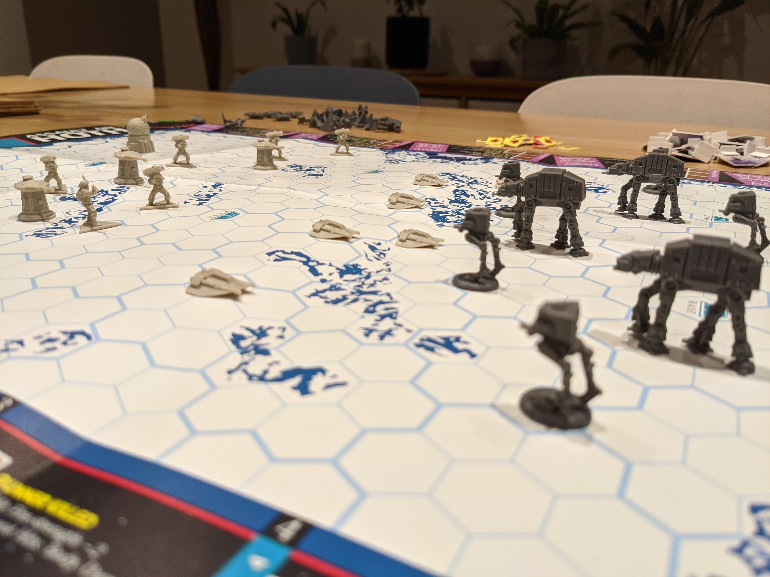 Cool miniatures, right? Yeah, they’re from Rebellion, a game released in 2015. Assault on Hoth shipped with some very basic cardboard tokens, which made identifying everything at a glance a nightmare, so luckily Fantasy Flight’s game had ready-made stand-ins.