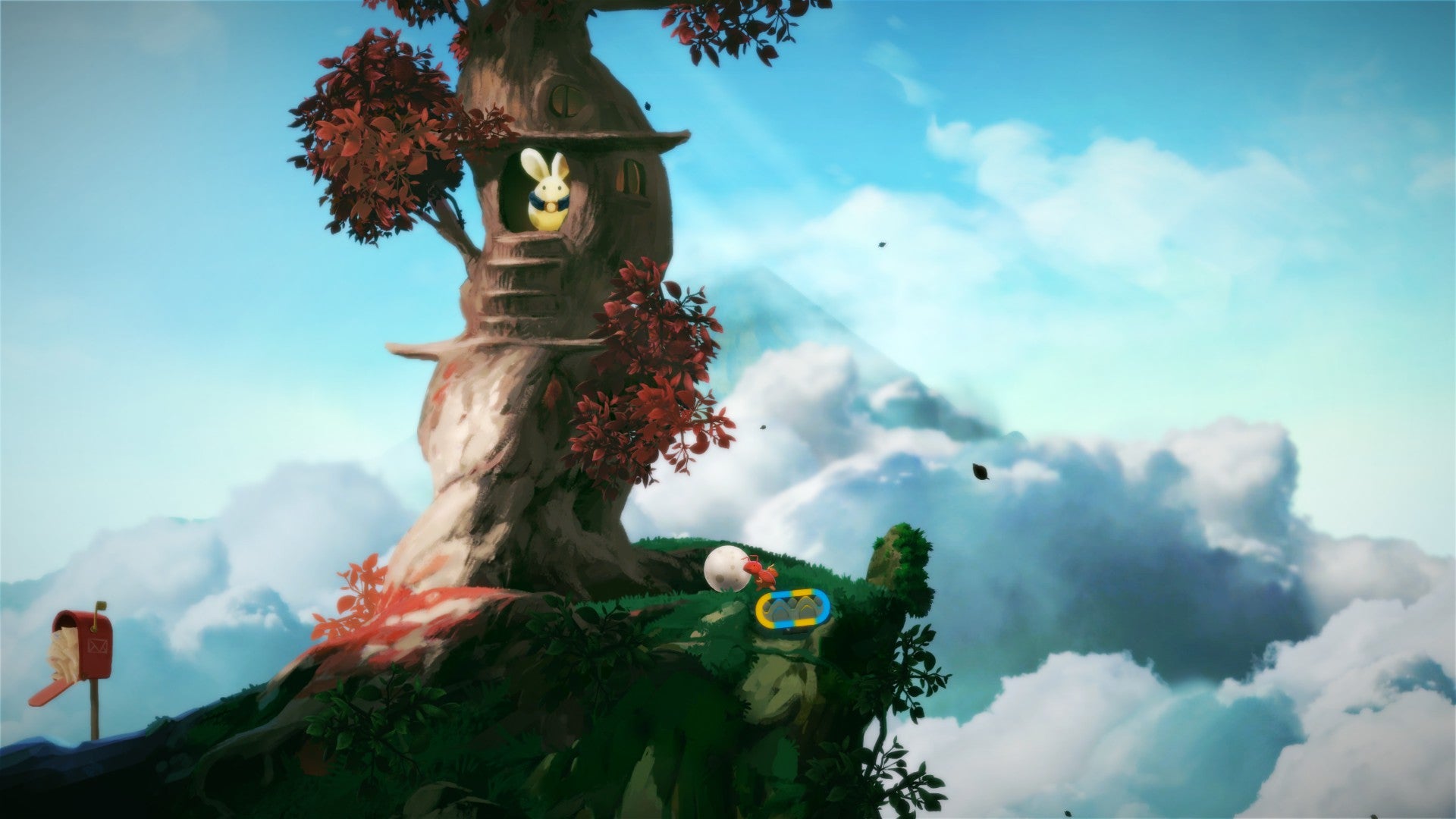 A creature in a tree in Yoku’s Island Express