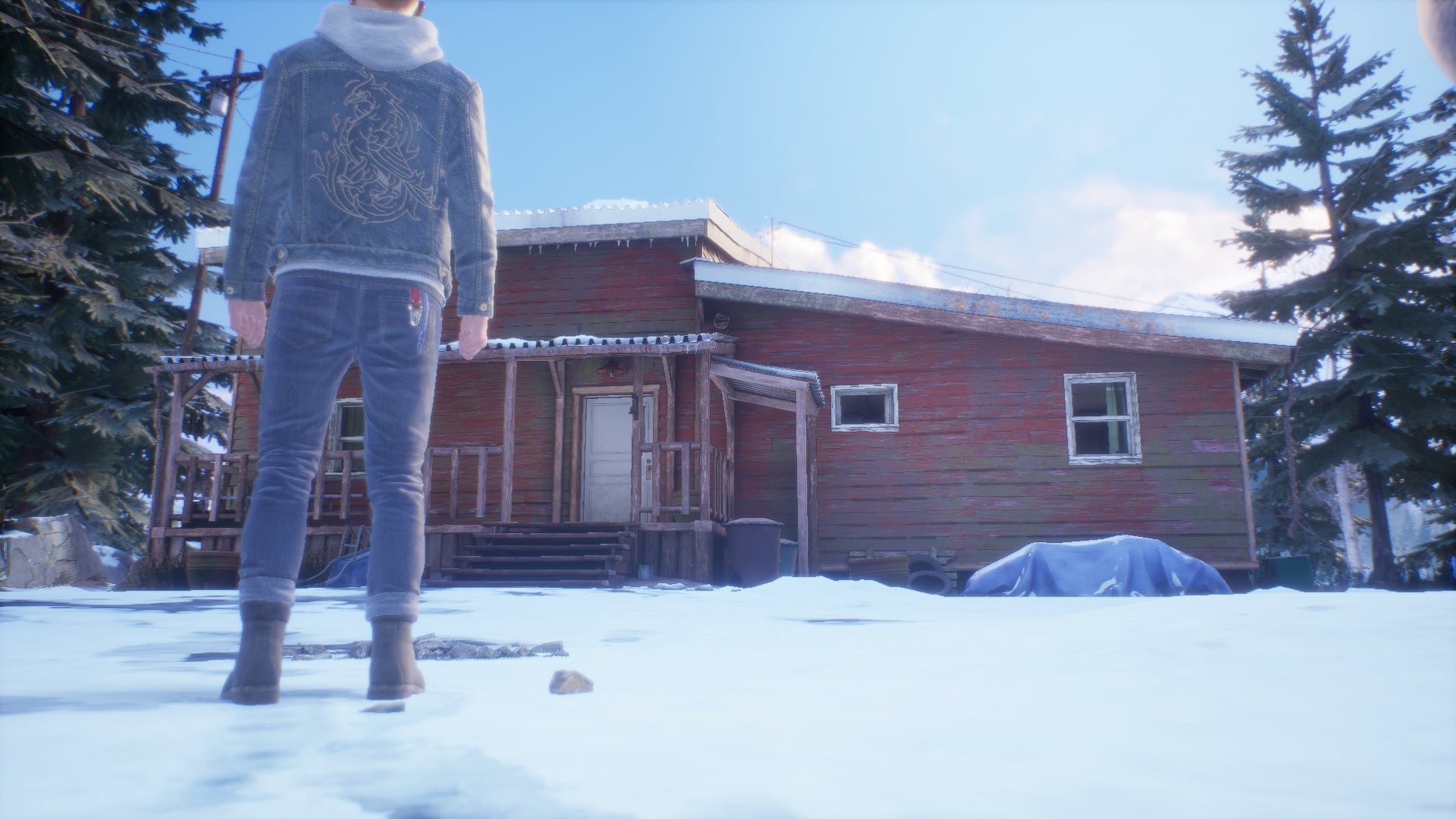 Tell Me Why’s Tyler stands before his late mother’s abandoned house.