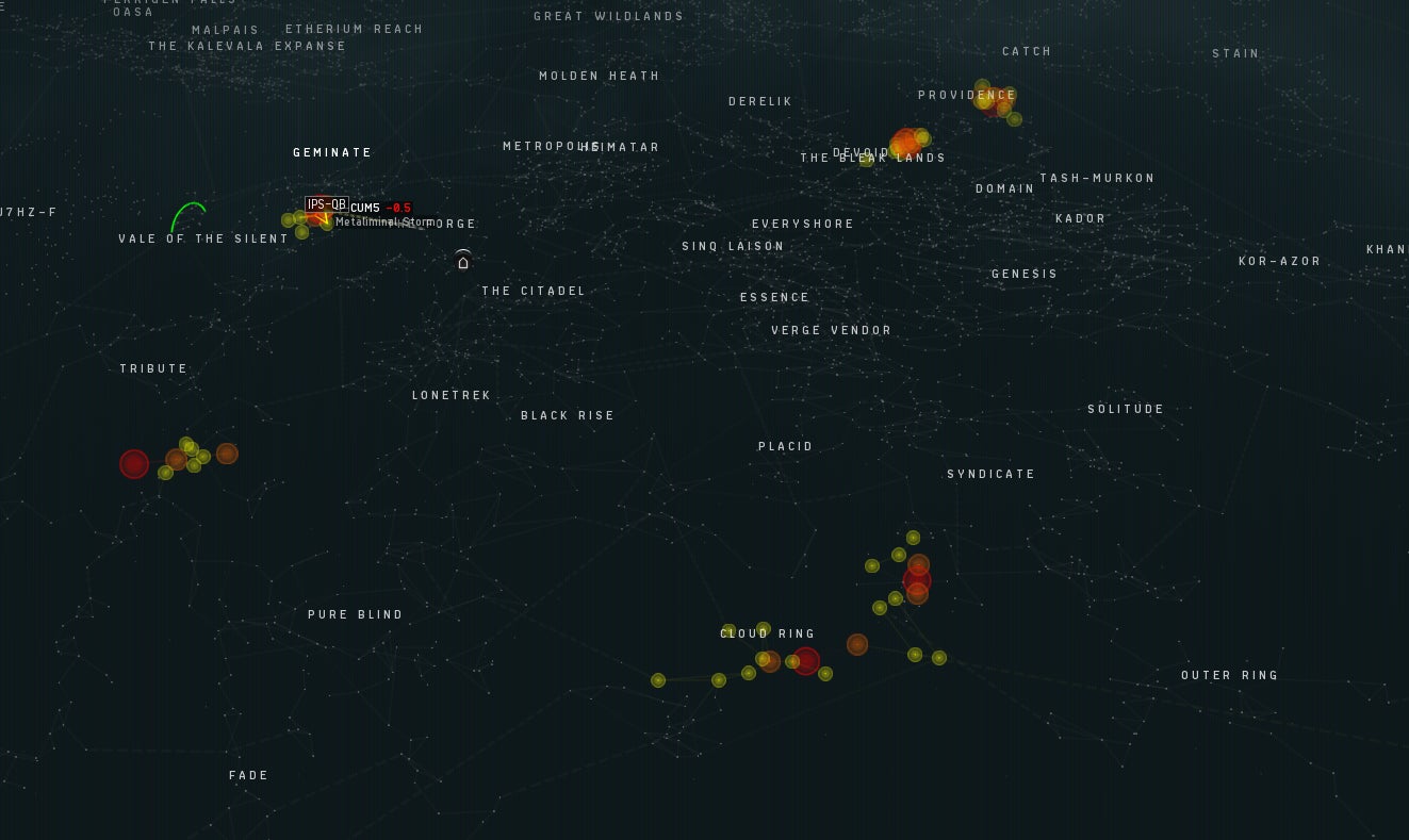 Metaliminal Storms around the galaxy via the in-game map.