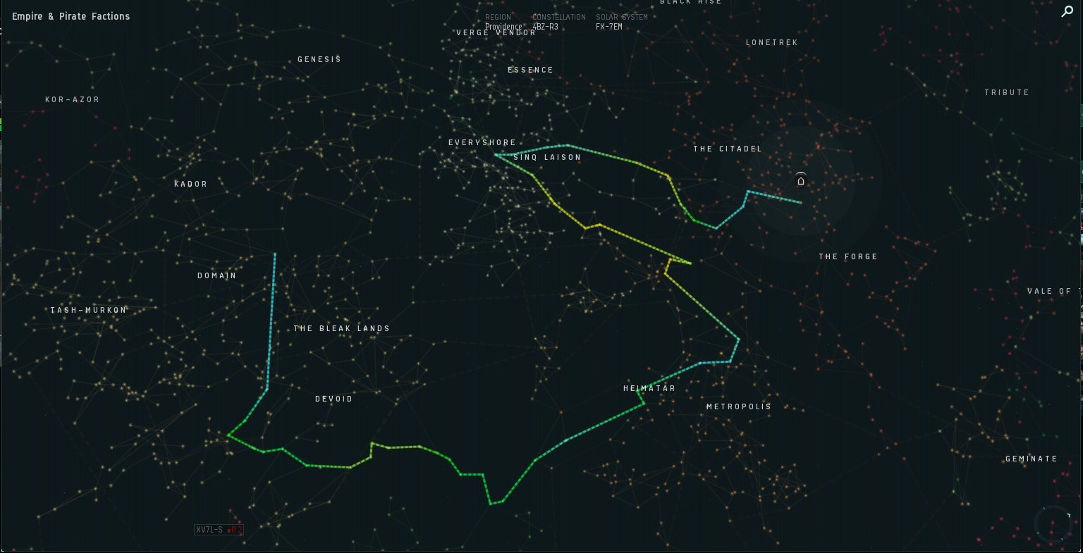Amarr Jita trade route after the fall of Niarja