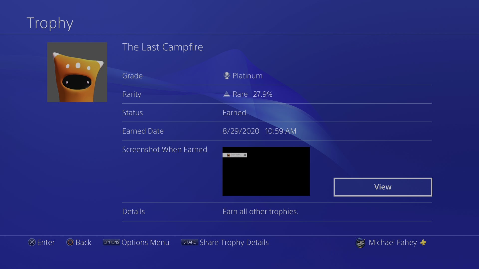 Only 27.9 percent of players have earned this rare trophy.