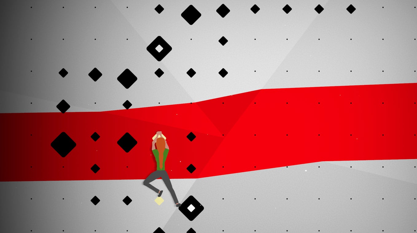 The holds with the white dots are save points, where there’s no timer and where you start again if you fall.