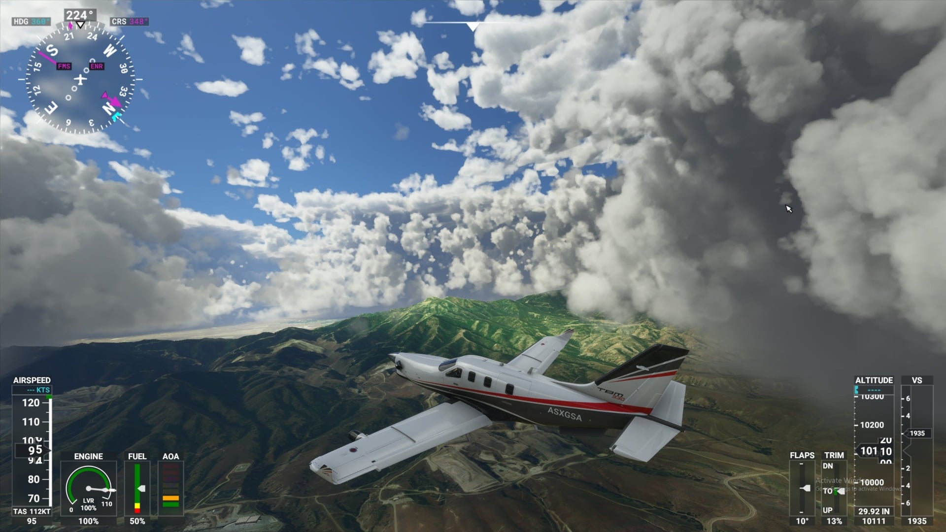 A scenic landscape in Flight Simulator