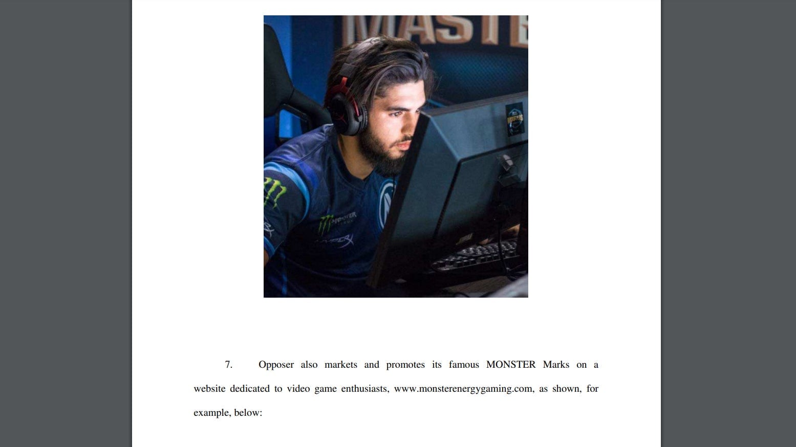 One of Monster Energy’s claims against Ubisoft’s Gods & Monsters trademark.