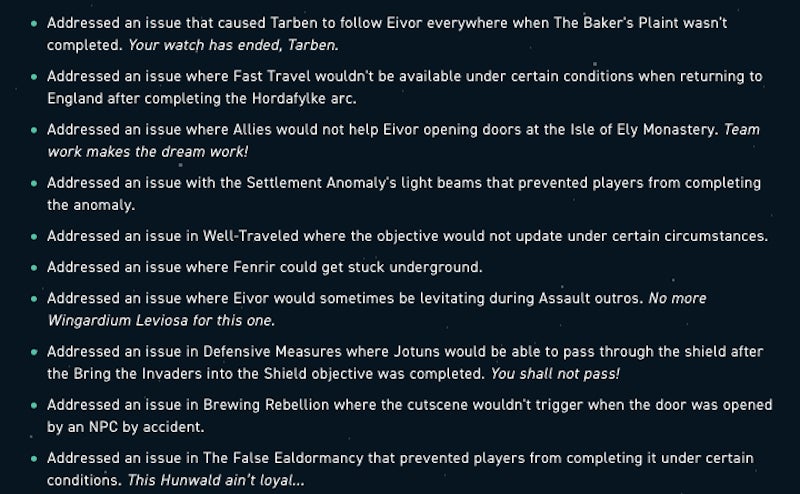 Call me a sucker, but I love the nerdy references Ubisoft works into patch notes.
