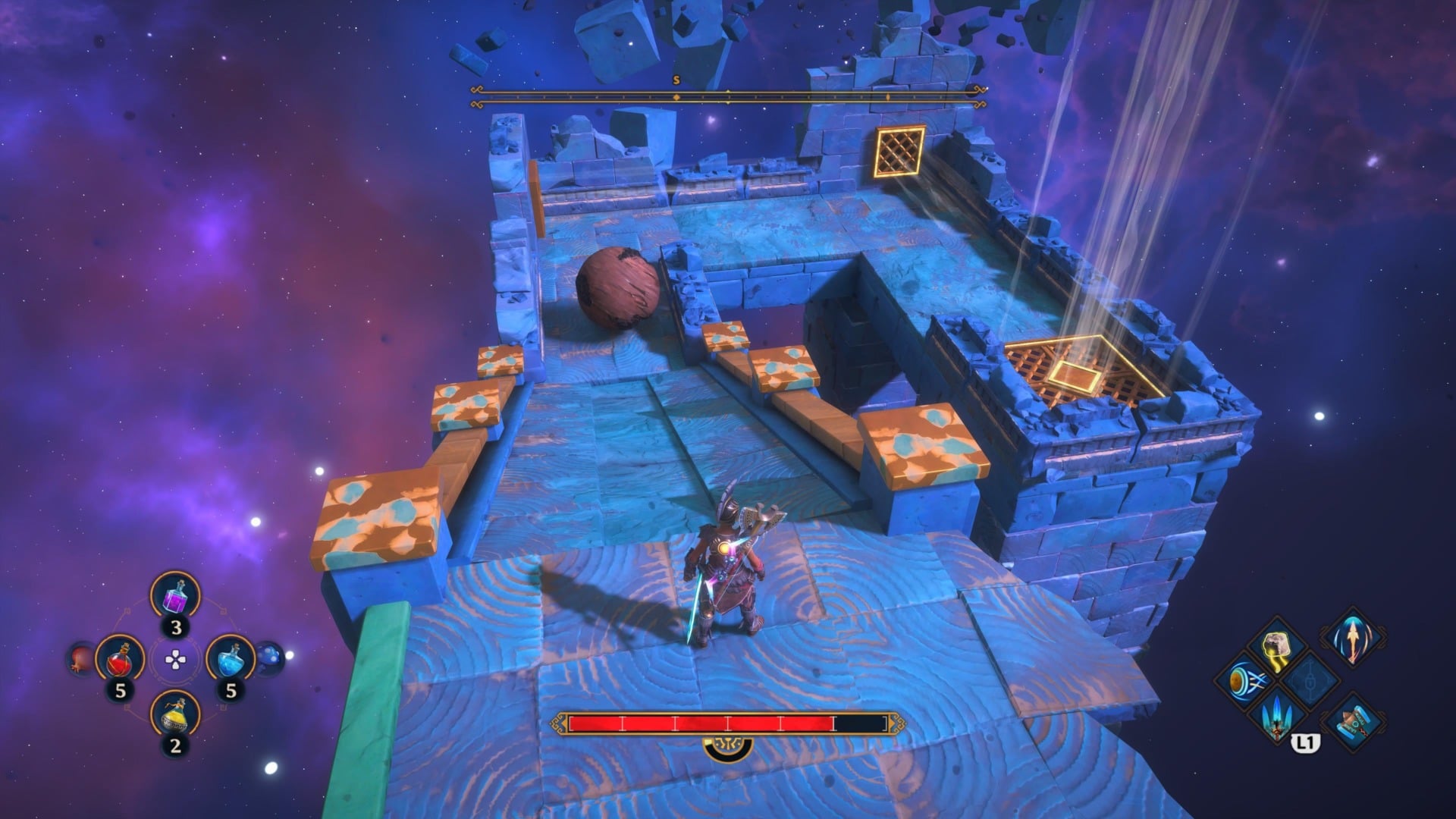 Puzzles often involve physics, like this simple ball puzzle.