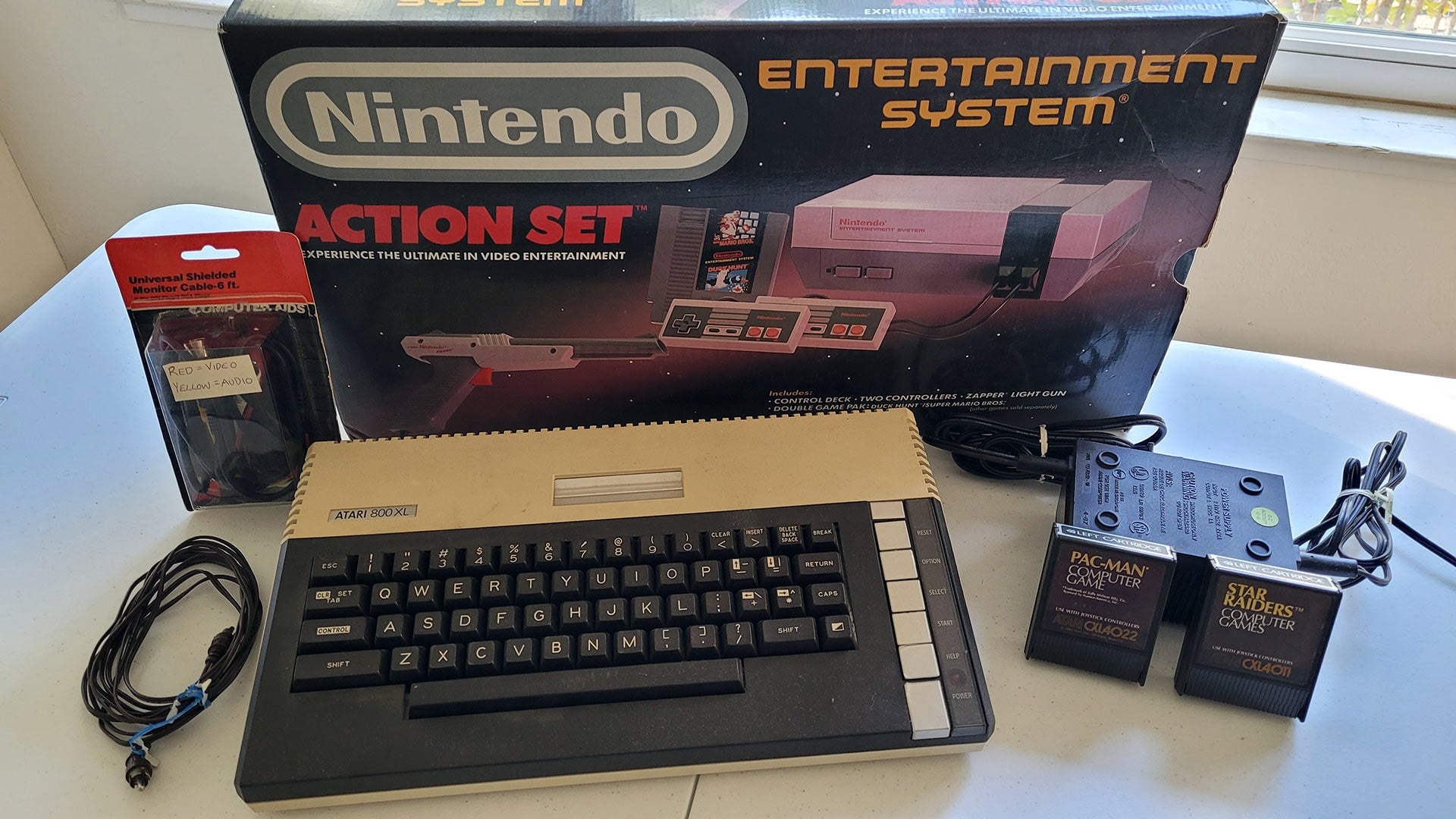 That’s my original NES and a not-my-original, slightly upgraded Atari 800 gifted me by a kind classic gaming friend who knew my nerd origin story.
