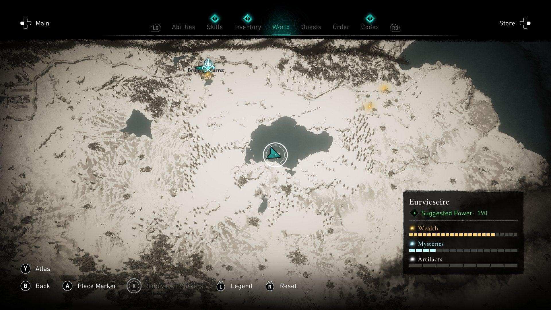 The boulder in question is located on an island in the center of a lake in Eurvicscire.