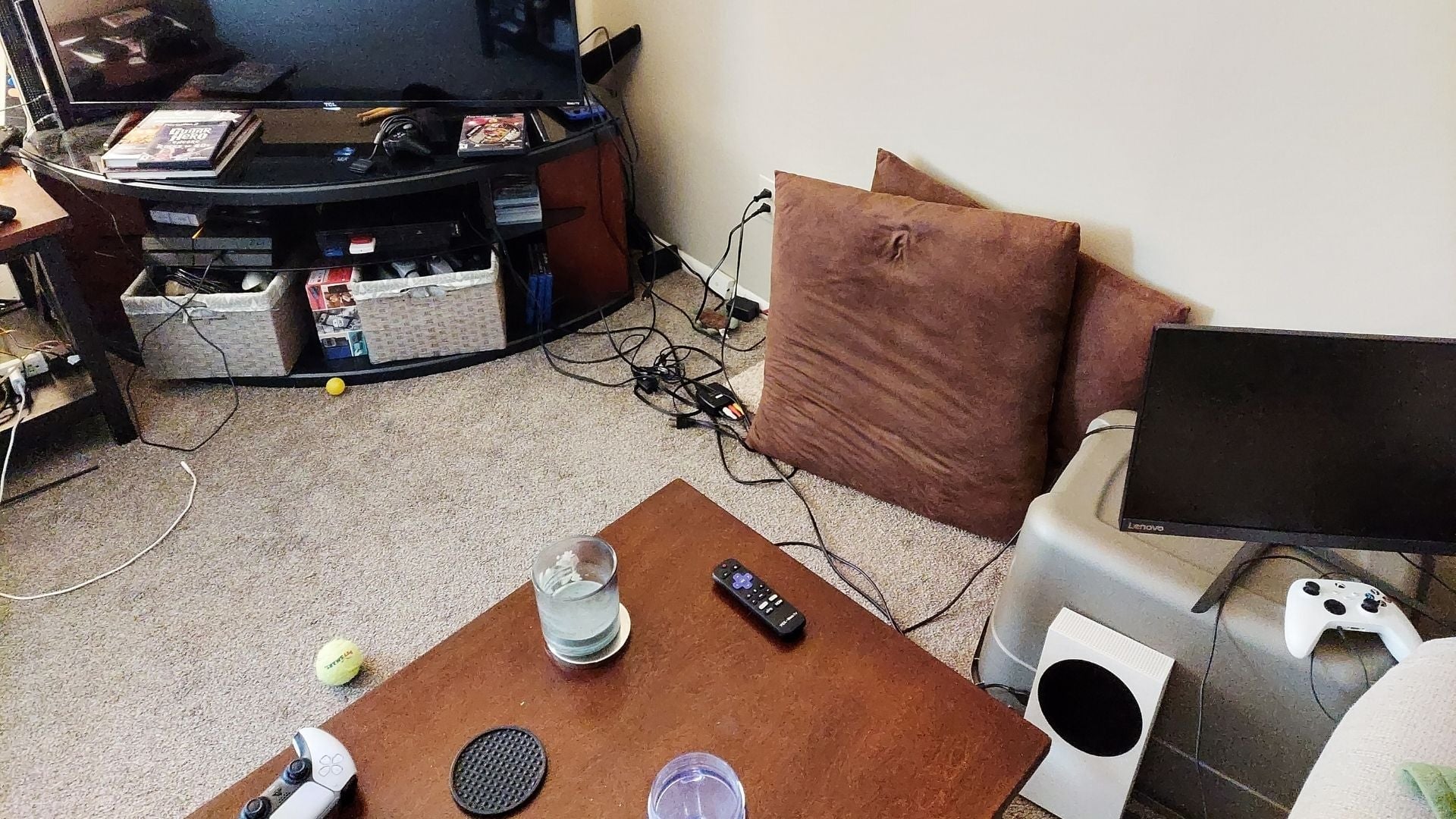 My living room setup so my partner and I can game together.