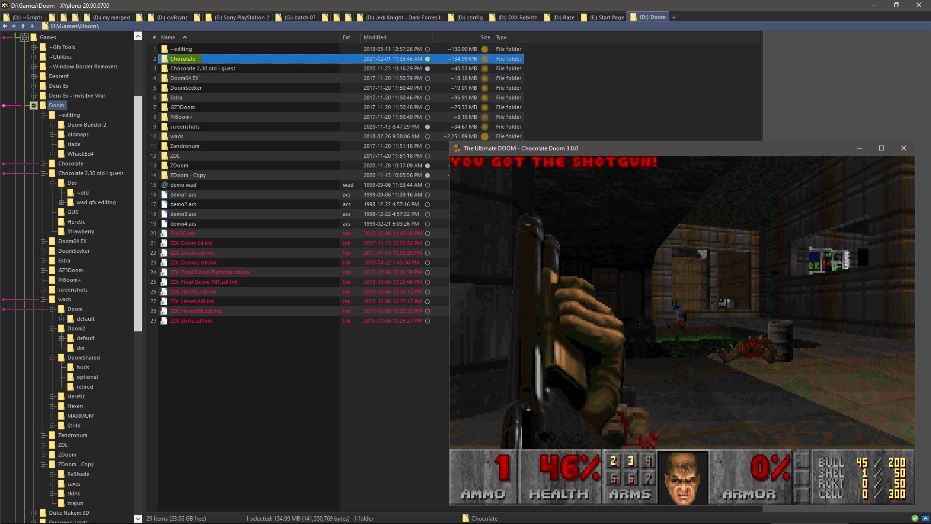 So much history in these folders. The map’s E1M7 from the 1995 Episode 1-style masterpiece Fava Beans (01fava.wad)