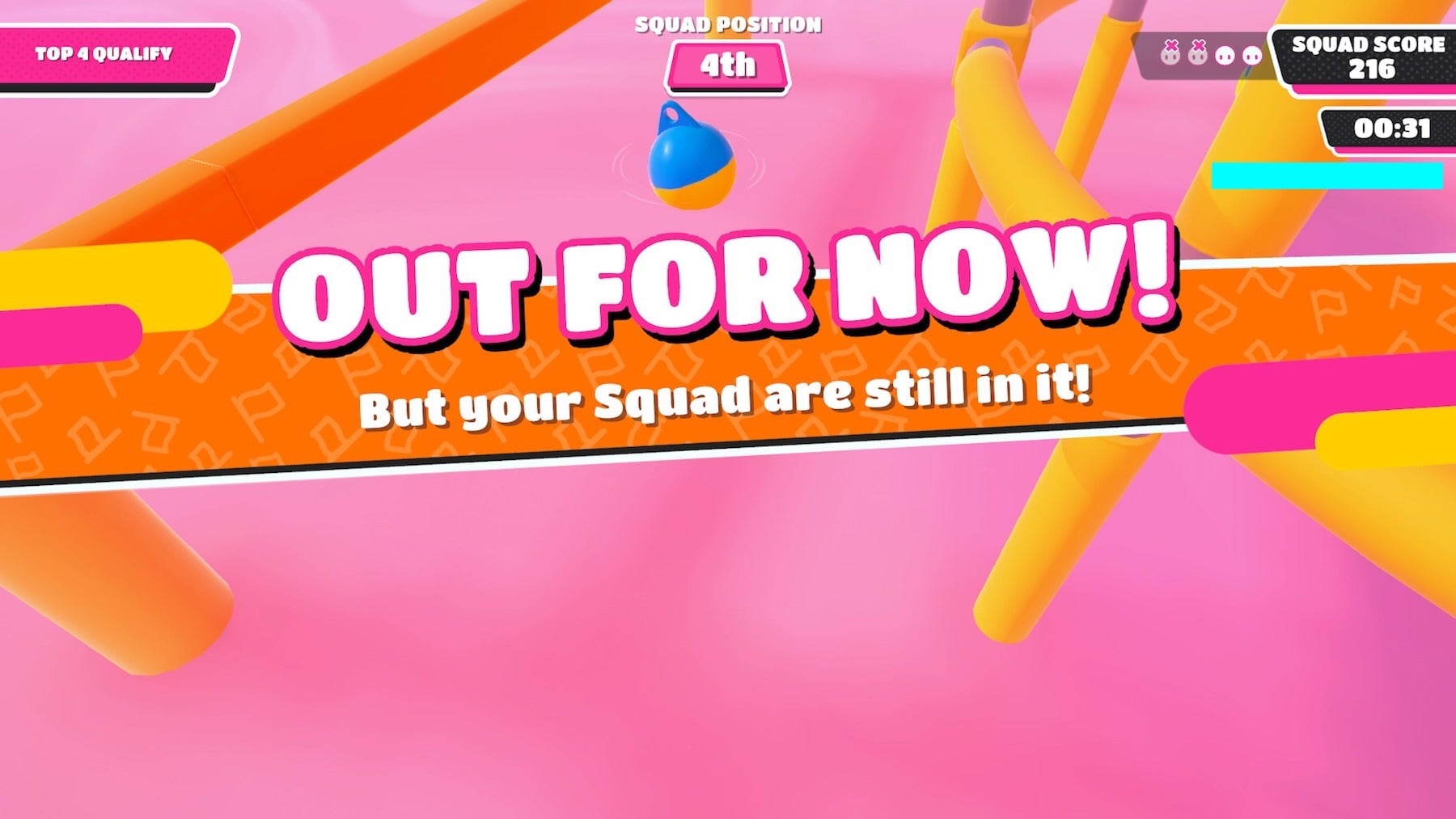 The initial elimination screen very obviously warns you to stay in the game.