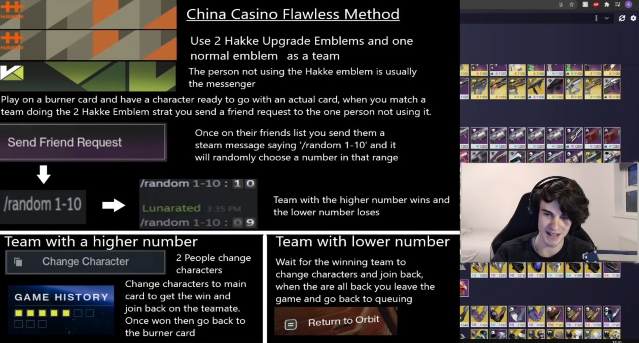 A step-by-step breakdown of one of the ways players are match fixing in Destiny 2. 