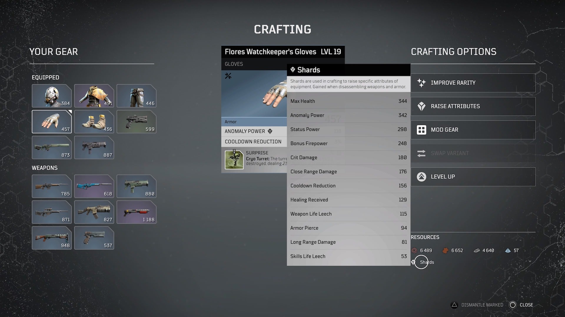 To see how many shards you have for specific abilities, hover your cursor over the icon that says “shards.”