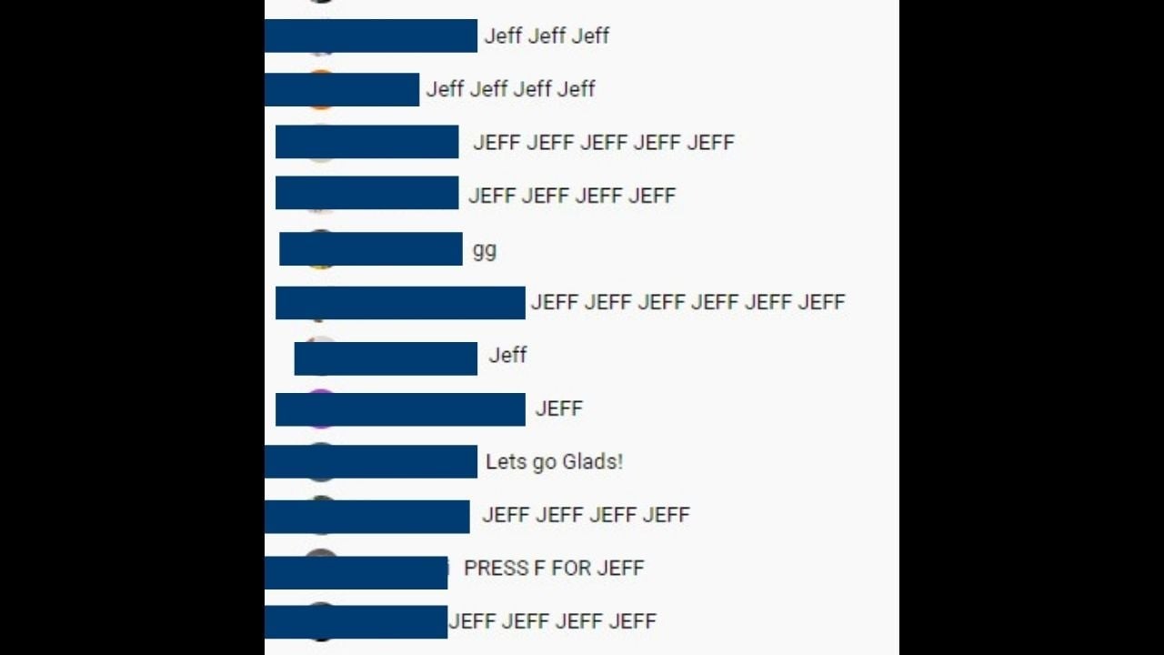 Chat whenever the “Jeff” song played during the weekend’s matches.